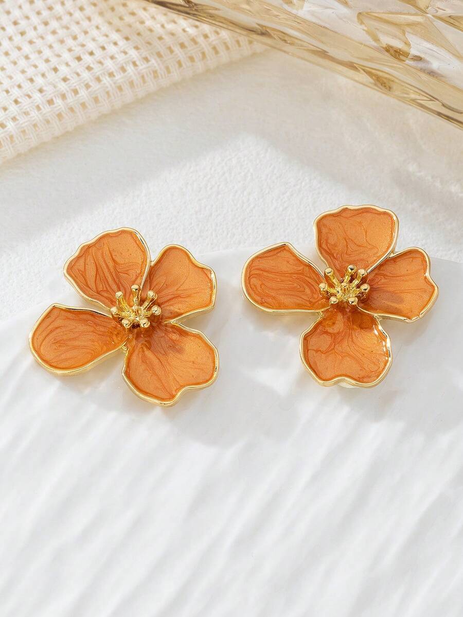 Tie Dye Drip Flower Asymmetric Stud Earrings – Jewellery for Women
