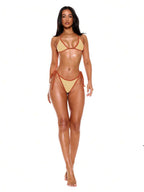 Halterneck Contrast Trim Triangle Bikini Bottom – Summer Beach Vacation Swimwear