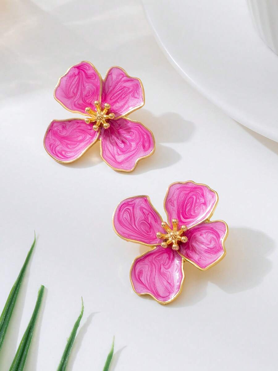 Tie Dye Drip Flower Asymmetric Stud Earrings – Jewellery for Women