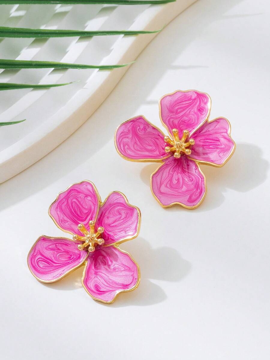 Tie Dye Drip Flower Asymmetric Stud Earrings – Jewellery for Women