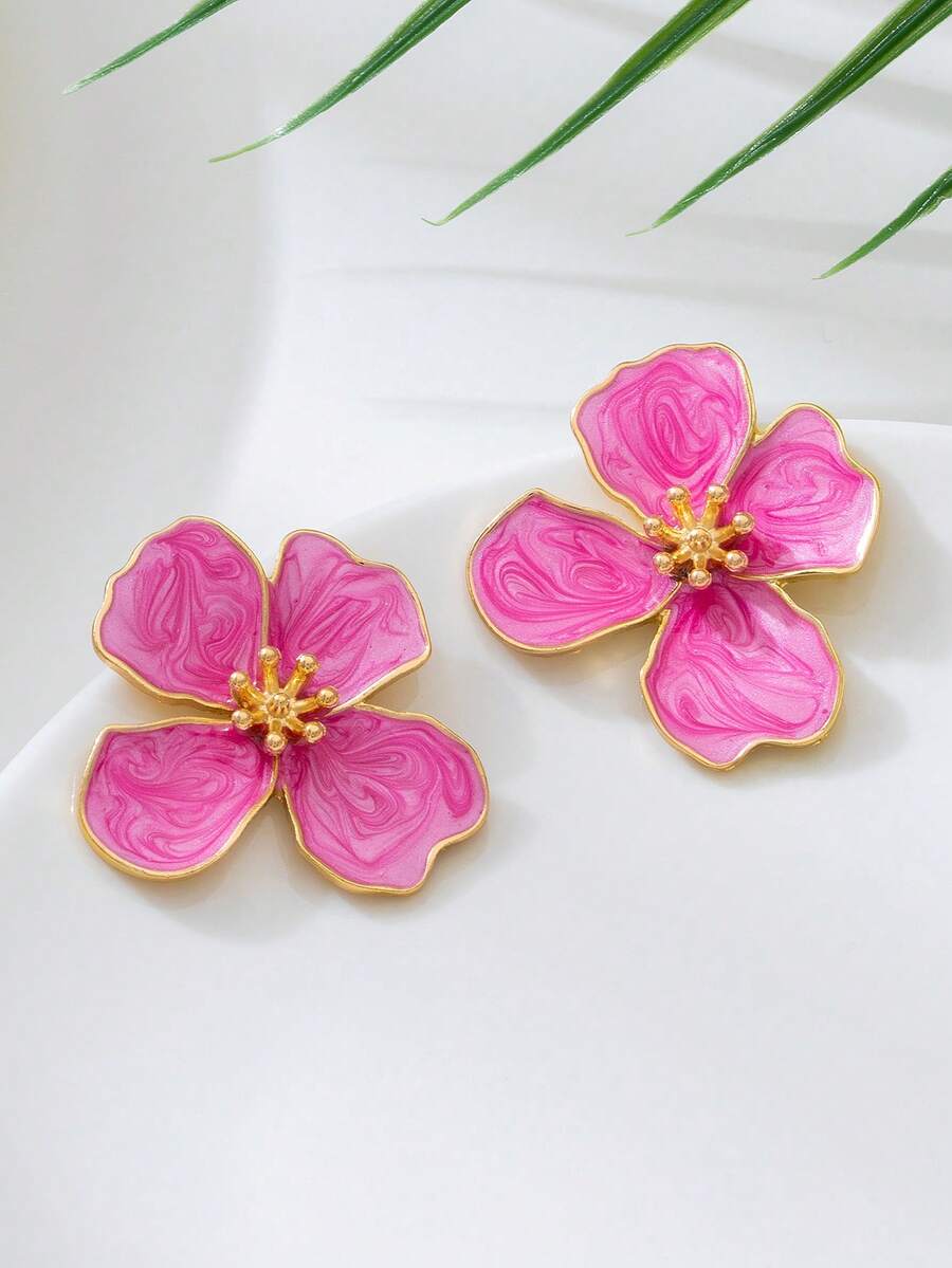 Tie Dye Drip Flower Asymmetric Stud Earrings – Jewellery for Women