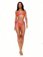 Halterneck Contrast Trim Triangle Bikini Bottom – Summer Beach Vacation Swimwear