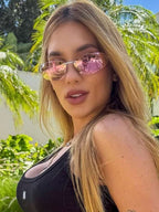 Oval Frameless Y2K Fashion Glasses – Retro Eyewear for Women