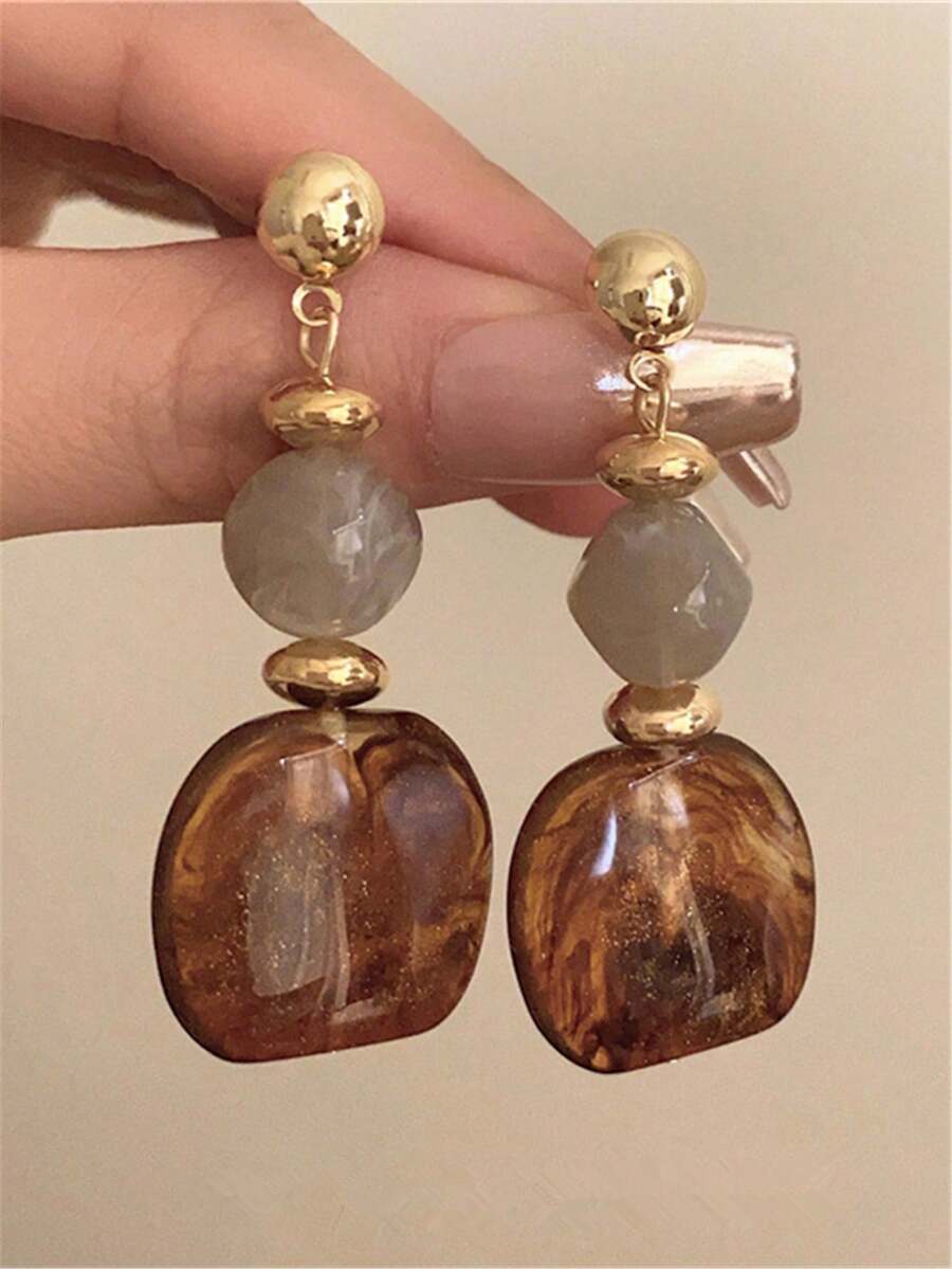 Vintage Tie Dye Acrylic Drop Earrings – Statement Jewellery for Women
