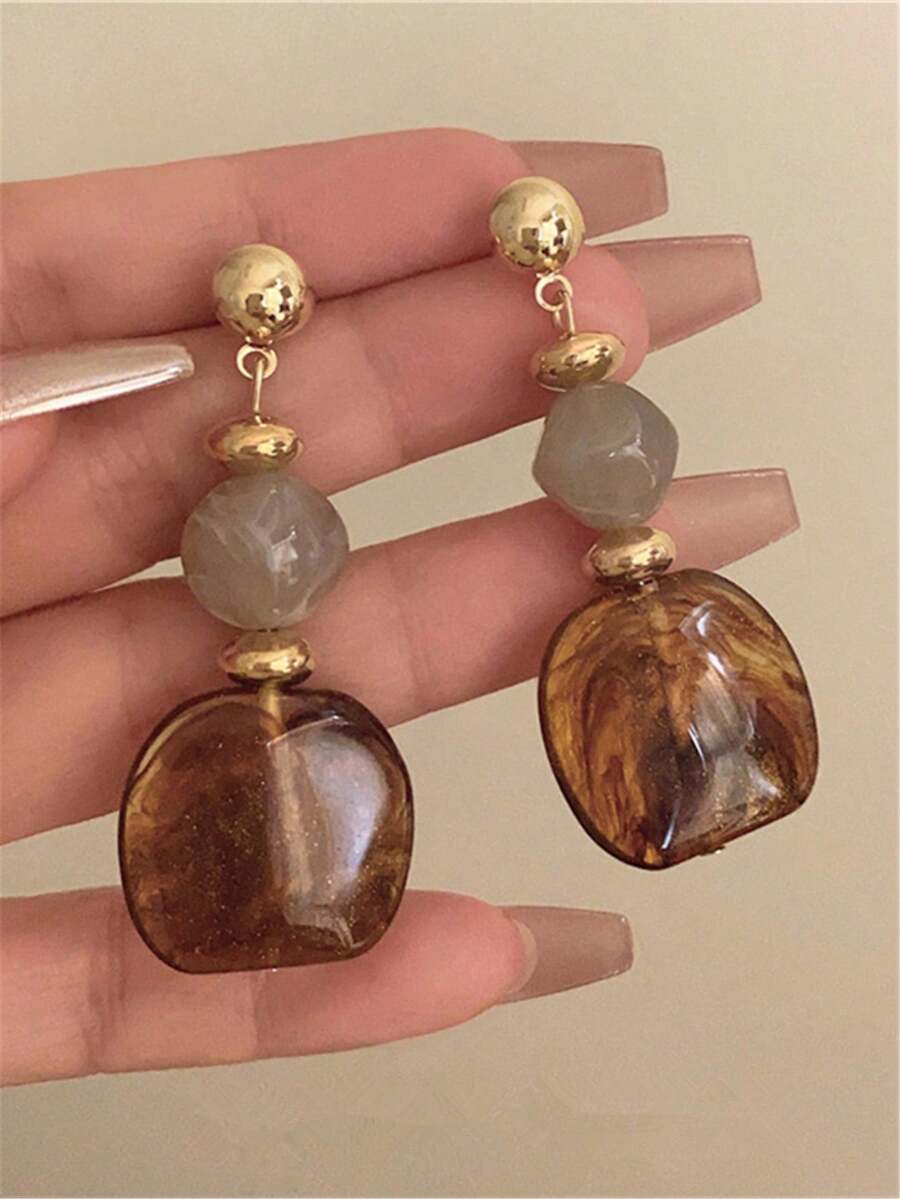 Vintage Tie Dye Acrylic Drop Earrings – Statement Jewellery for Women