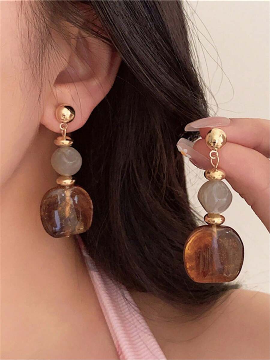Vintage Tie Dye Acrylic Drop Earrings – Statement Jewellery for Women