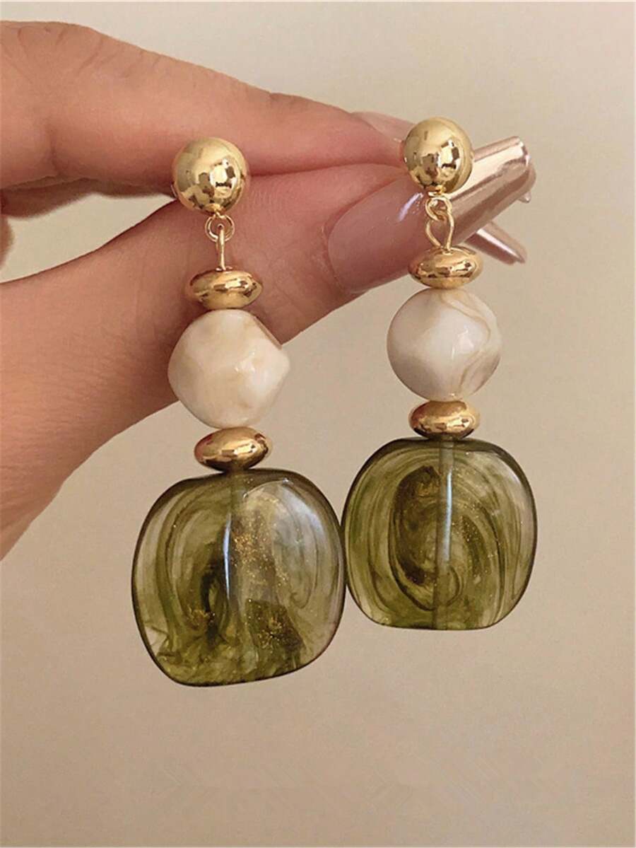 Vintage Tie Dye Acrylic Drop Earrings – Statement Jewellery for Women