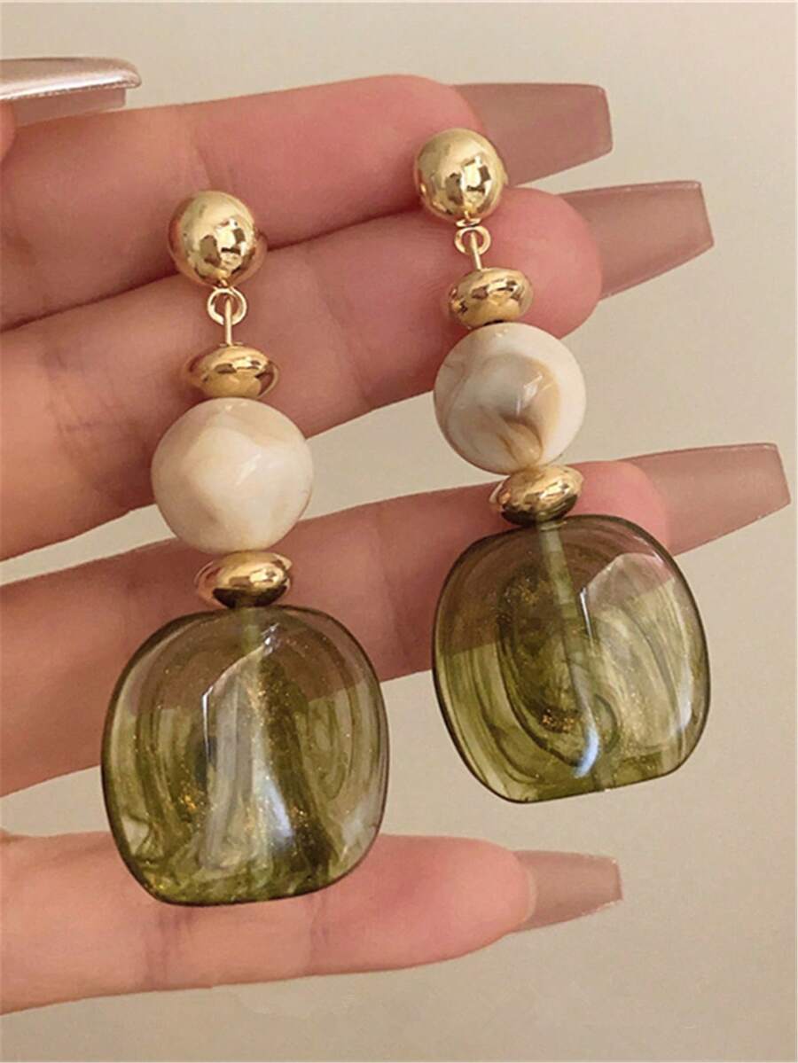 Vintage Tie Dye Acrylic Drop Earrings – Statement Jewellery for Women
