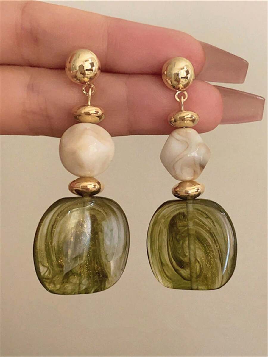 Vintage Tie Dye Acrylic Drop Earrings – Statement Jewellery for Women