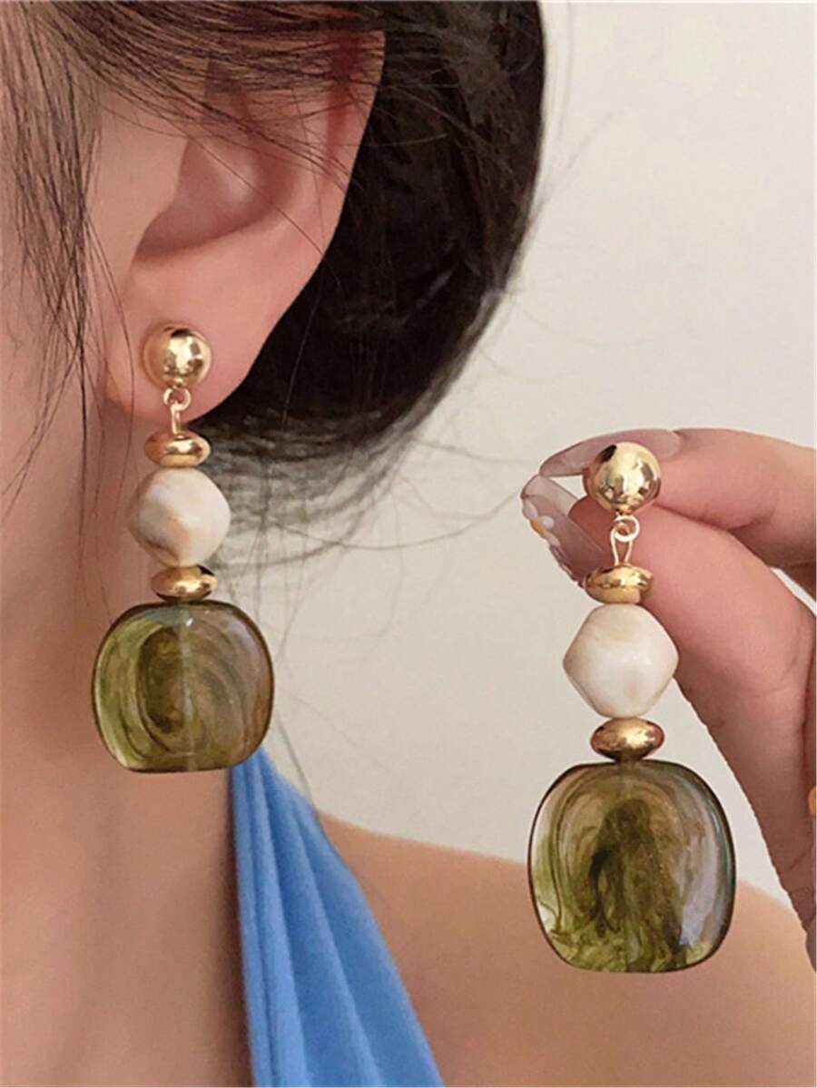 Vintage Tie Dye Acrylic Drop Earrings – Statement Jewellery for Women