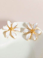 Enamel Flower Stud Earrings – Minimalist Jewellery for Women