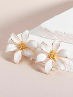 Enamel Flower Stud Earrings – Minimalist Jewellery for Women