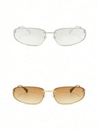 Gold Oval Frameless Y2K Fashion Glasses – Preppy Eyewear for Women