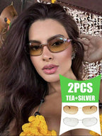 Oval Frameless Y2K Fashion Glasses – Retro Eyewear for Women