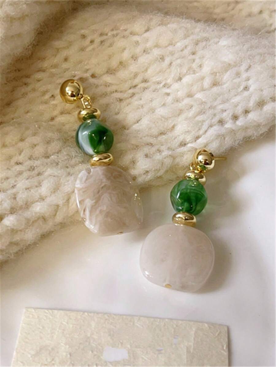 Vintage Tie Dye Acrylic Drop Earrings – Statement Jewellery for Women