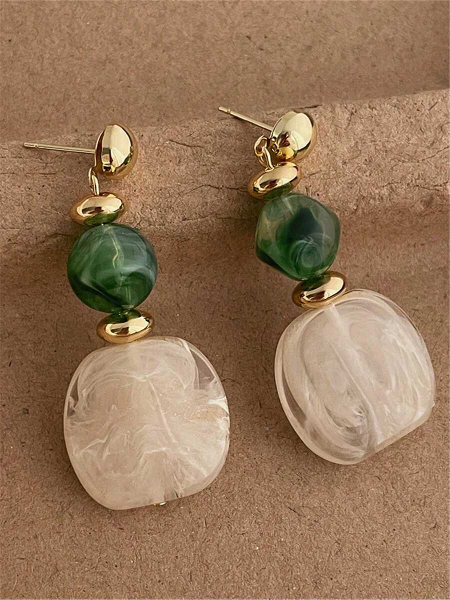 Vintage Tie Dye Acrylic Drop Earrings – Statement Jewellery for Women