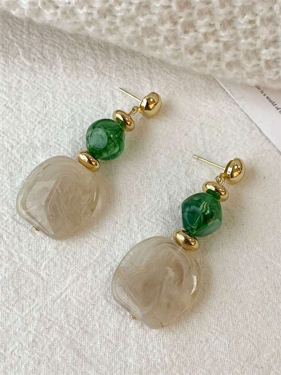 Vintage Tie Dye Acrylic Drop Earrings – Statement Jewellery for Women