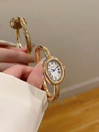Oval Green Dial Bracelet Watch – Minimalist Dress Watch for Women