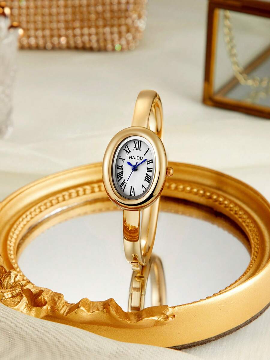 Oval Green Dial Bracelet Watch – Minimalist Dress Watch for Women