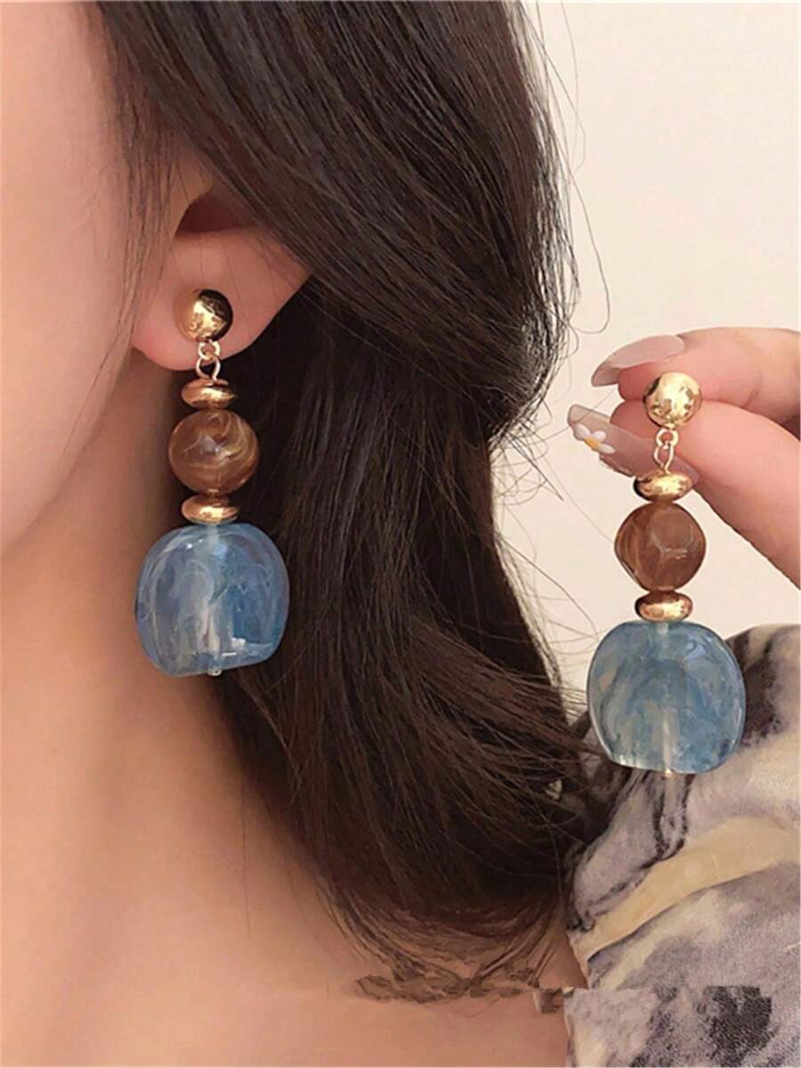 Vintage Tie Dye Acrylic Drop Earrings – Statement Jewellery for Women