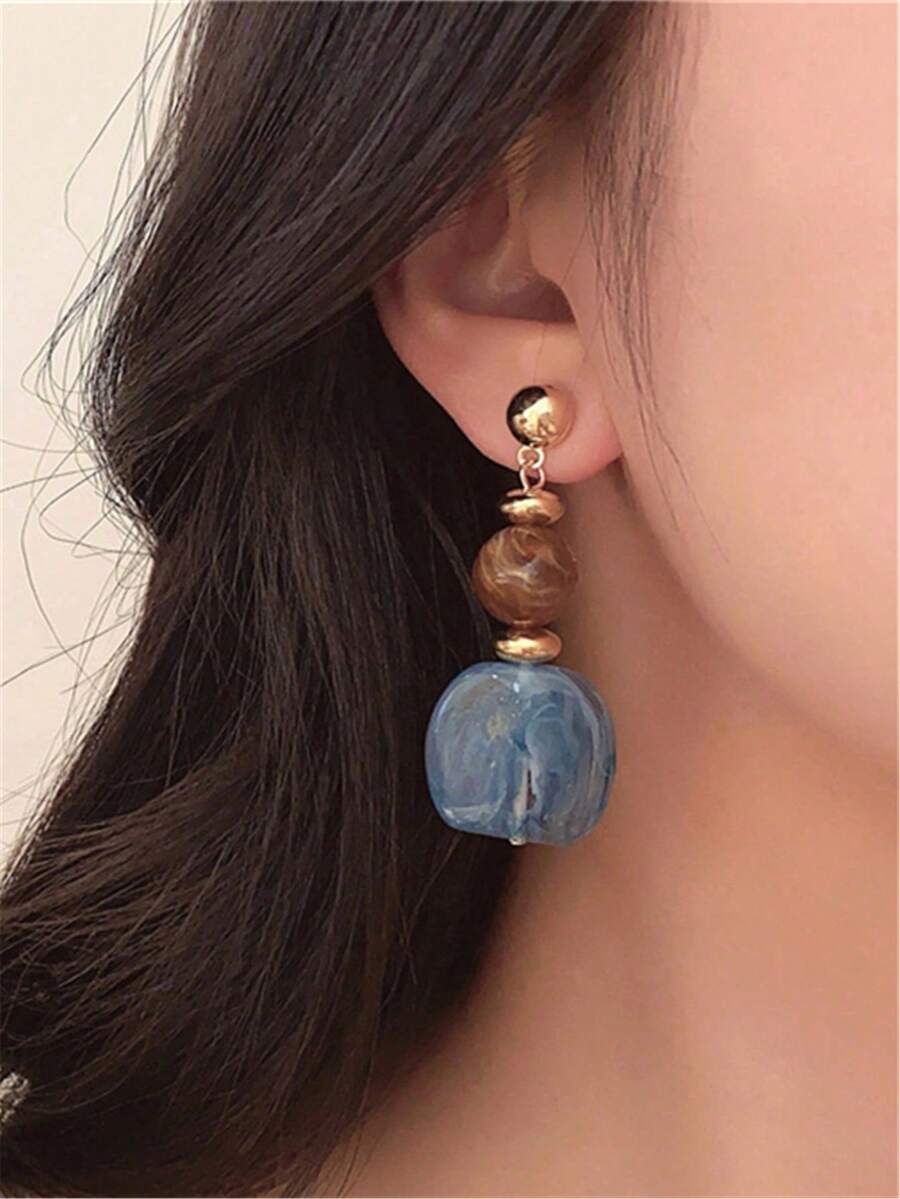 Vintage Tie Dye Acrylic Drop Earrings – Statement Jewellery for Women