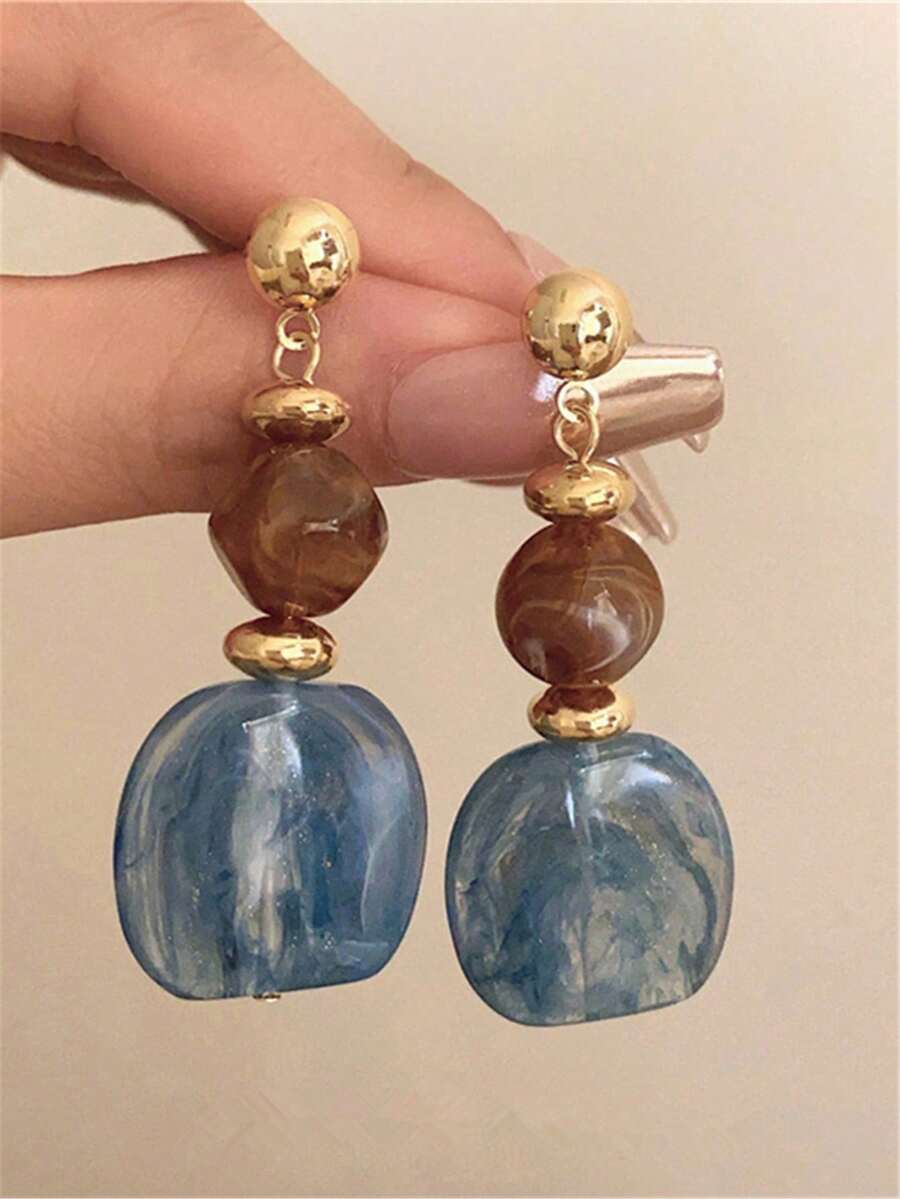 Vintage Tie Dye Acrylic Drop Earrings – Statement Jewellery for Women
