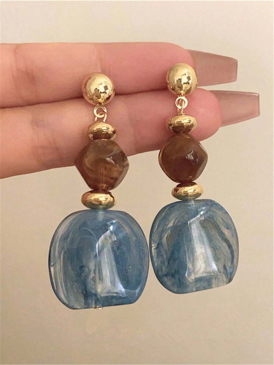 Vintage Tie Dye Acrylic Drop Earrings – Statement Jewellery for Women