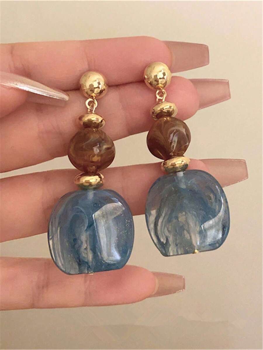 Vintage Tie Dye Acrylic Drop Earrings – Statement Jewellery for Women