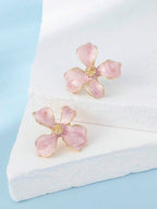 Enamel Flower Stud Earrings – Minimalist Jewellery for Women