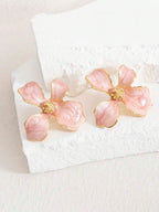 Enamel Flower Stud Earrings – Minimalist Jewellery for Women