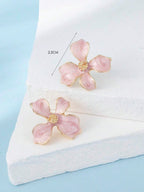 Enamel Flower Stud Earrings – Minimalist Jewellery for Women
