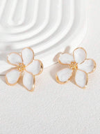 Enamel Flower Stud Earrings – Minimalist Jewellery for Women
