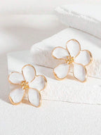 Enamel Flower Stud Earrings – Minimalist Jewellery for Women