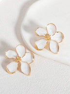 Enamel Flower Stud Earrings – Minimalist Jewellery for Women