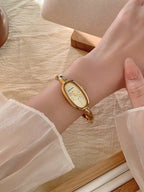 Oval Green Dial Bracelet Watch – Minimalist Dress Watch for Women
