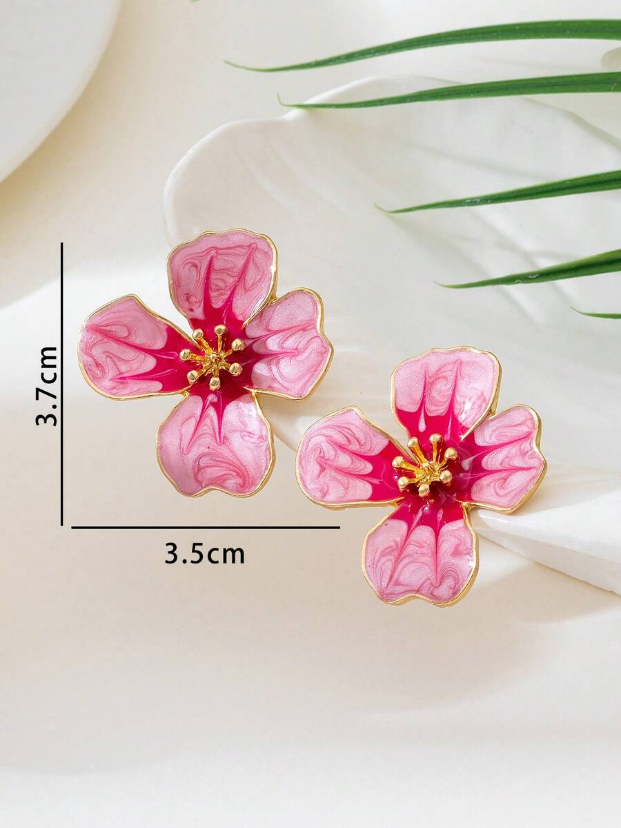 Tie Dye Drip Flower Asymmetric Stud Earrings – Jewellery for Women