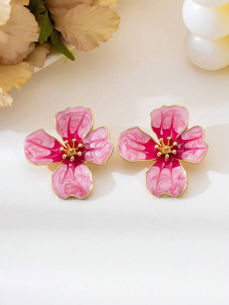 Tie Dye Drip Flower Asymmetric Stud Earrings – Jewellery for Women