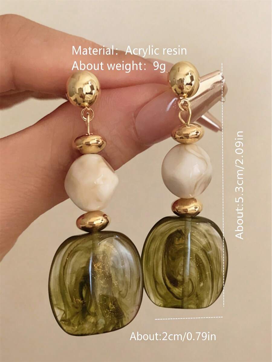 Vintage Tie Dye Acrylic Drop Earrings – Statement Jewellery for Women