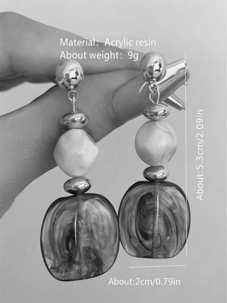 Vintage Tie Dye Acrylic Drop Earrings – Statement Jewellery for Women