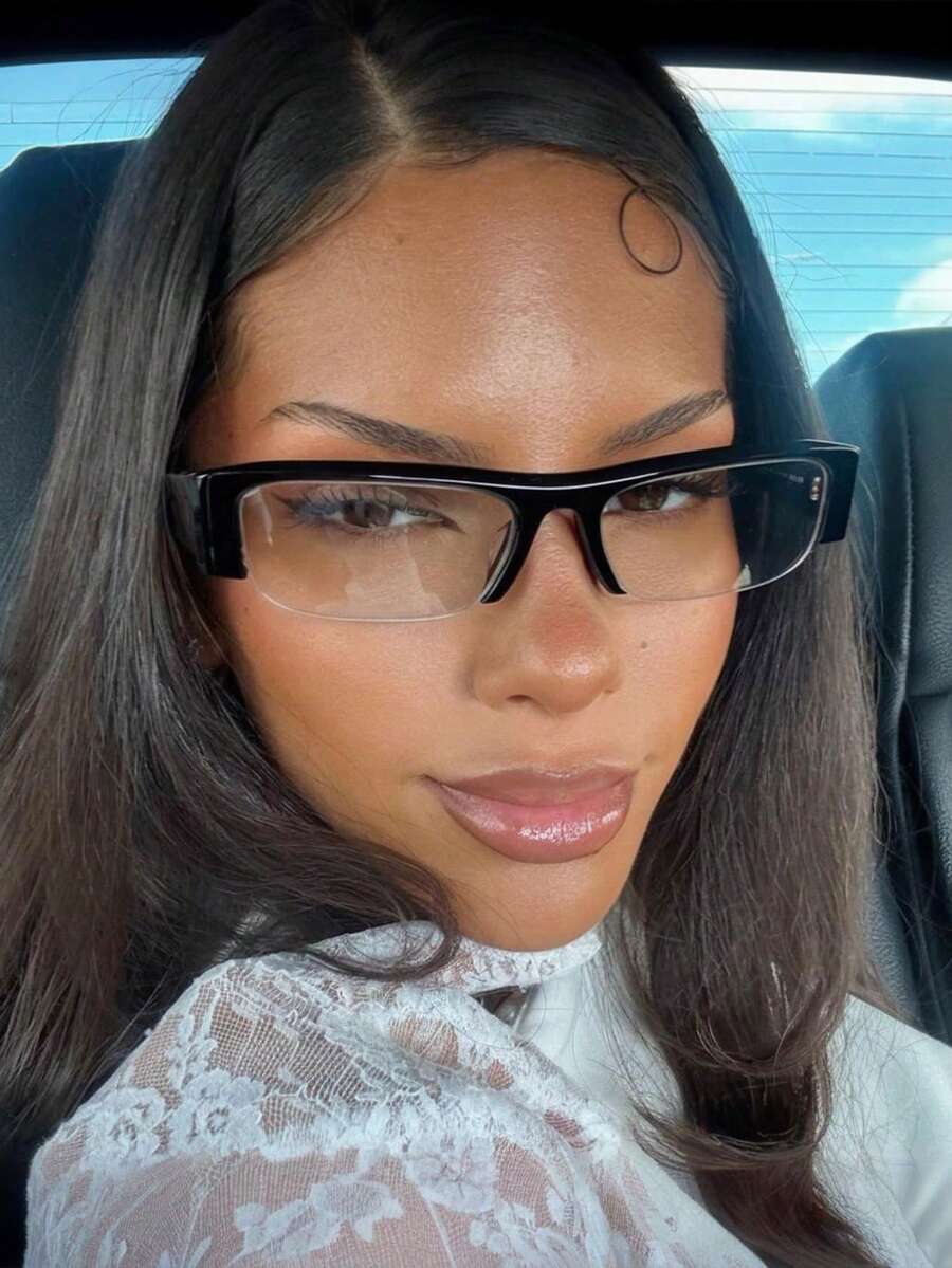 Rectangular Half-Frame Clear Glasses – Retro Eyewear for Women