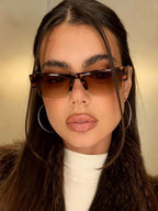Rectangular Half-Frame Clear Glasses – Retro Eyewear for Women