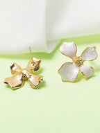 Enamel Flower Stud Earrings – Minimalist Jewellery for Women