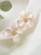 Enamel Flower Stud Earrings – Minimalist Jewellery for Women