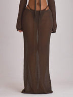 Knit Tie Front Maxi Skirt Beach Cover-Up – Summer Vacation Swimwear