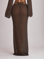 Knit Tie Front Maxi Skirt Beach Cover-Up – Summer Vacation Swimwear