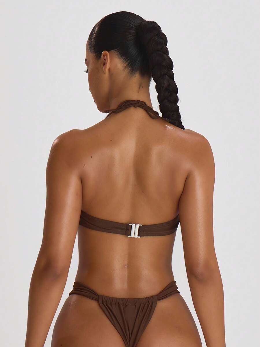 Thick Strap Ruched Cheeky Bikini Bottoms – Summer Beach Vacation Swimwear
