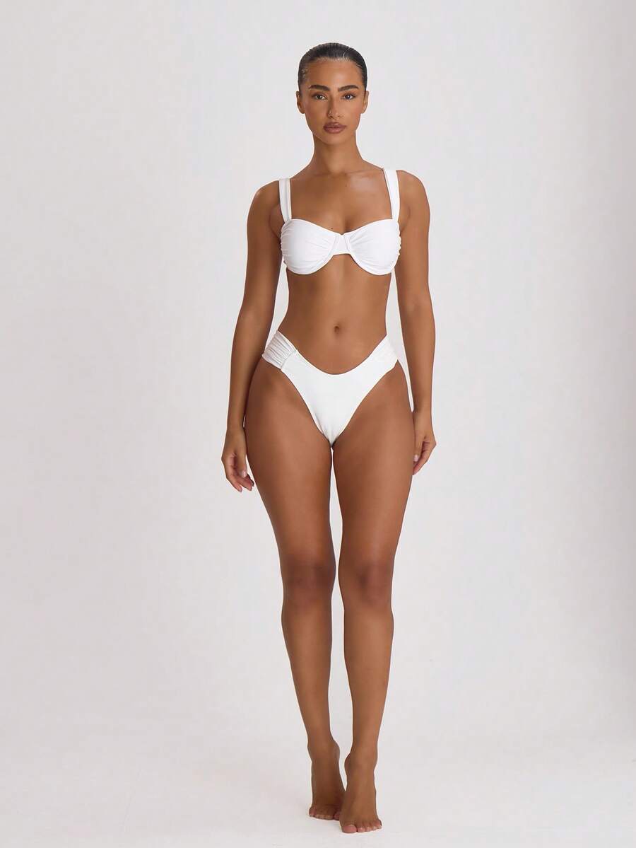Underwire Ruched Cup Push-Up Bikini Top – Summer Beach Vacation Swimwear