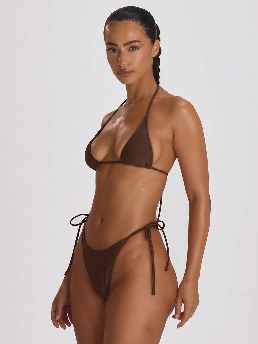 Micro Triangle Halterneck Tie Bikini Top – Summer Beach Vacation Swimwear