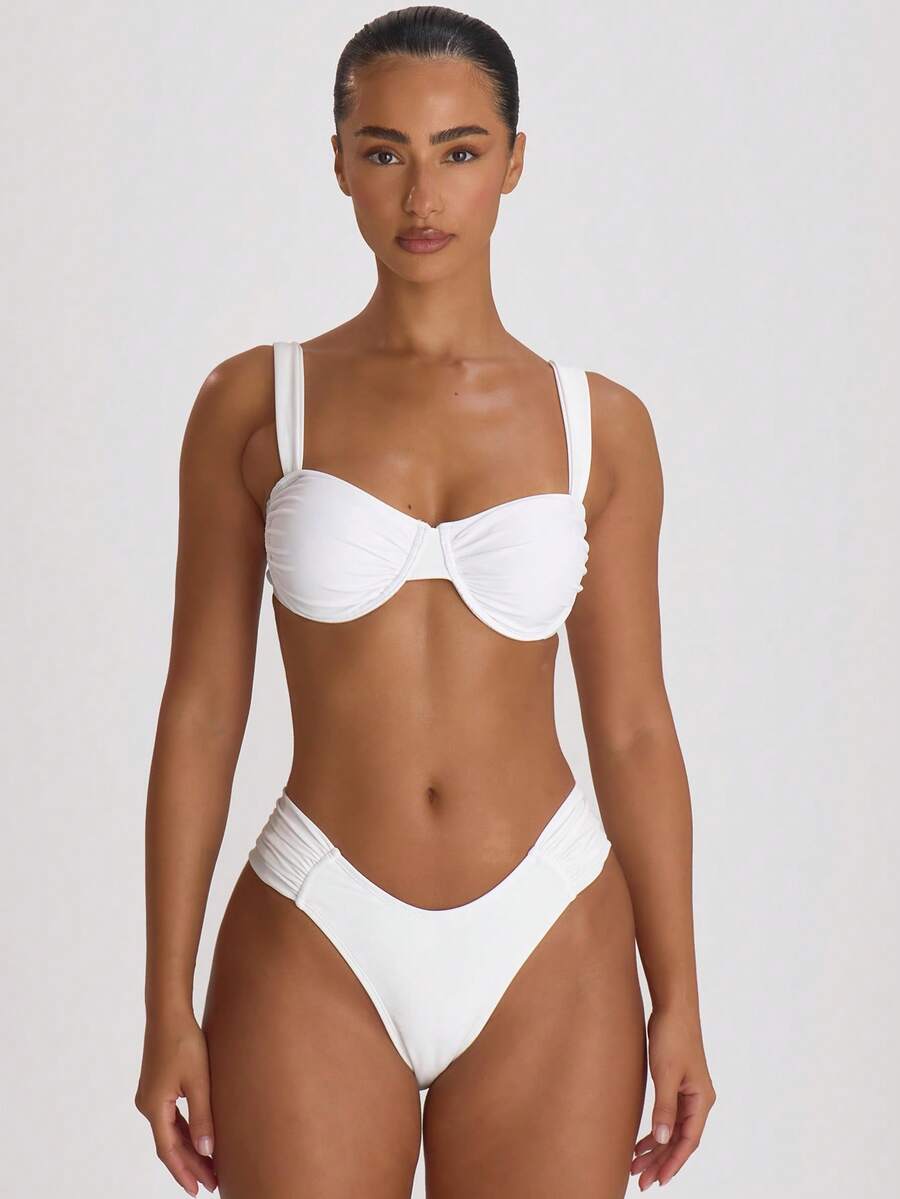 Ruched Side Cheeky Bikini Bottoms – Summer Beach Vacation Swimwear