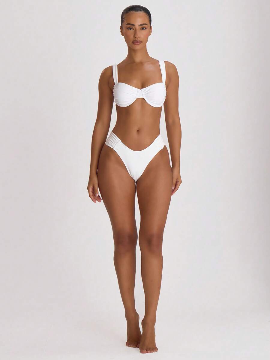 Ruched Side Cheeky Bikini Bottoms – Summer Beach Vacation Swimwear
